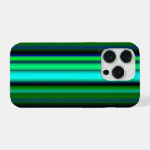 ブルーグリーンレインボーストライプズ iPhoneケース (裏面横)