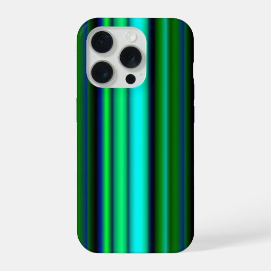 ブルーグリーンレインボーストライプズ iPhoneケース (裏面)