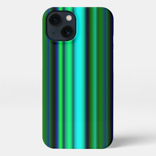ブルーグリーンレインボーストライプズ iPhoneケース (裏面)