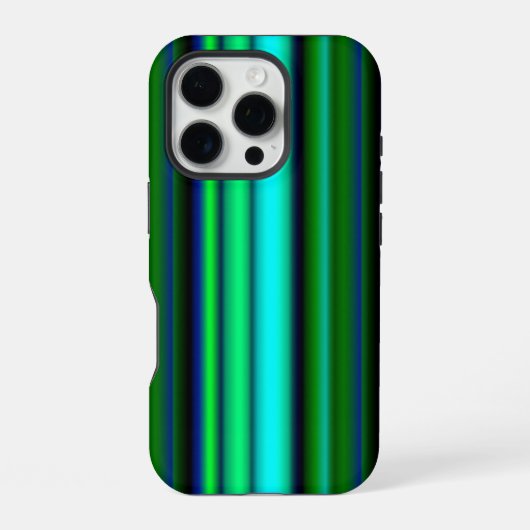 ブルーグリーンレインボーストライプズ iPhoneケース (裏面)