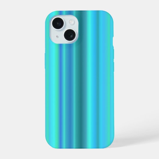ブルーグリーンレインボーストライプズ iPhone 15ケース (裏面)