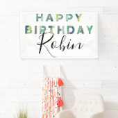 ブルーグリーンレターズシンプル誕生日 横断幕 (インサイチュ)