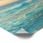 ブルーグリーンレッドオレンジビーチパームツリーサンセット ポスター (角)