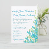 ブルーグリーンワイルドフラワーズフローラ結婚式招待状 招待状 (スタンド正面)