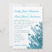 ブルーグリーンワイルドフラワーズミツバチ結婚式招待状#2 招待状 (正面)