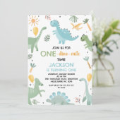 ブルーグリーンワンディノダニ恐竜1歳 招待状 (スタンド正面)