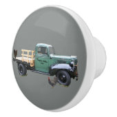 ブルーグリーンヴィンテージファームトラック引き出しプルグレー セラミックノブ (右)