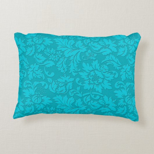 ブルーグリーンヴィンテージフローラマスク アクセントクッション (裏面)