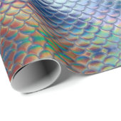 ブルーグリーン人魚ホログラフィはかりで測ックのデカップージ ラッピングペーパー (ロールコーナー)