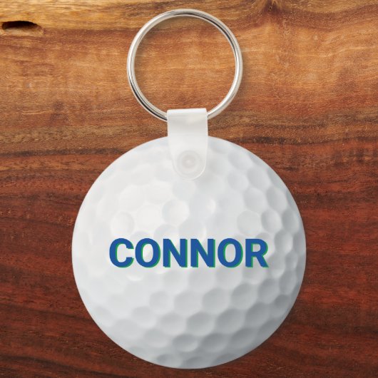 ブルーグリーン名門私立校風のゴパーソナライズされたルフバッグラベル キーホルダー (正面)