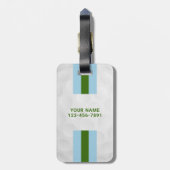 ブルーグリーン名門私立校風のゴパーソナライズされたルフバッグラベル ラゲッジタグ (裏面縦)