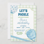 ブルーグリーン名門私立校風のピックボール誕生日パーティー 招待状 (正面)