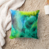 ブルーグリーン大理石の水彩画 クッション (ブランケット)