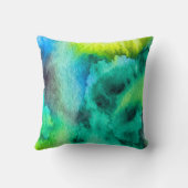 ブルーグリーン大理石の水彩画 クッション (裏面)