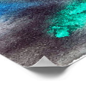 ブルーグリーン大理石の水彩画 ポスター (角)