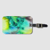 ブルーグリーン大理石の水彩画 ラゲッジタグ (正面横)