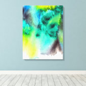 ブルーグリーン大理石絞り染めの水色 キャンバスプリント (インサイチュ (ウッドフロア))