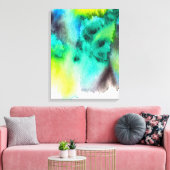 ブルーグリーン大理石絞り染めの水色 キャンバスプリント (インサイチュ (リビング))