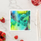 ブルーグリーン大理石絞り染めの水色 スタンダードカクテルナプキン (インサイチュ)