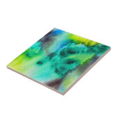 ブルーグリーン大理石絞り染めの水色 タイル (側面)