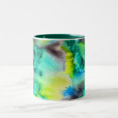 ブルーグリーン大理石絞り染めの水色 ツートーンマグカップ (中央)