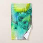 ブルーグリーン大理石絞り染めの水色 バスタオルセット (ハンドタオル)