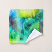 ブルーグリーン大理石絞り染めの水色 バスタオルセット (ウォッシュタオル)