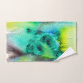 ブルーグリーン大理石絞り染めの水色 バスタオルセット (ハンドタオル)