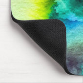 ブルーグリーン大理石絞り染めの水色 マウスパッド (コーナー)