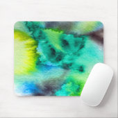 ブルーグリーン大理石絞り染めの水色 マウスパッド (マウス)