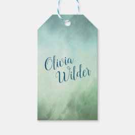 ブルーグリーン大理石縁ど ギフトタグ