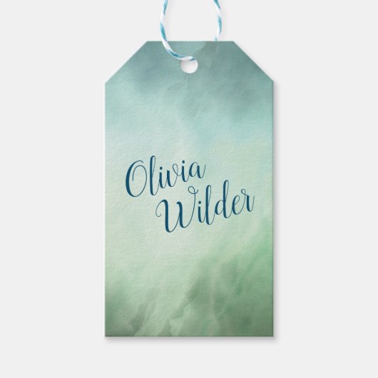 ブルーグリーン大理石縁ど ギフトタグ (正面)