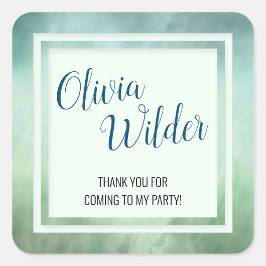 ブルーグリーン大理石縁ど スクエアシール (正面)