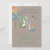 ブルーグリーン恐竜の男の子の赤ちゃんシャワー 招待状 (正面)