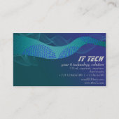 ブルーグリーン抽象芸術テクノ波 名刺 (正面)