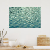 ブルーグリーン抽象芸術水写真 ポスター (キッチン)