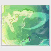 ブルーグリーン抽象芸術海 ラッピングペーパー (フラット)