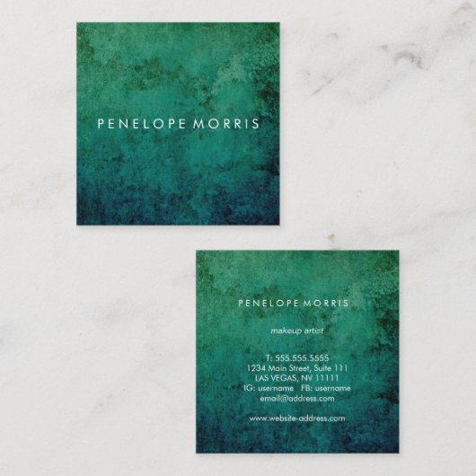 ブルーグリーン抽象芸術美しいスタイリスト   スクエア名刺 (正面/裏面)