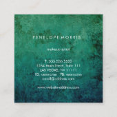 ブルーグリーン抽象芸術美しいスタイリスト スクエア名刺 (裏面)