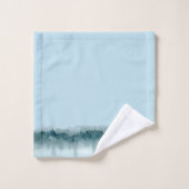 ブルーグリーン水彩森林木風呂タオルセット バスタオルセット (ウォッシュタオル)