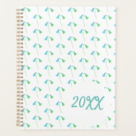 ブルーグリーン水彩植物野花 プランナー手帳