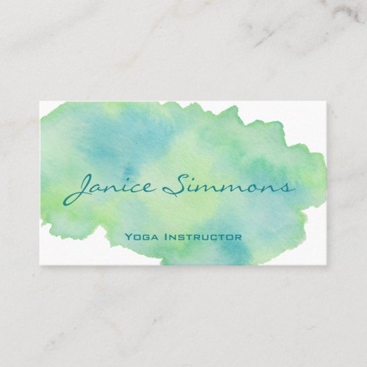 ブルーグリーン水彩洗浄ビジネスカード 名刺 (正面)