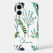 ブルーグリーン水彩野の花 Case-Mate iPhoneケース (裏面)