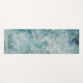 ブルーグリーン海サマービーチウェーブカスタムズ ヨガマット (正面(横))