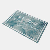 ブルーグリーン海サマービーチファミリー名カスタム ドアマット (アングル)