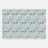 ブルーグリーン結婚フローラ写真テンプレート ラッピングペーパーシート (正面3)