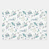 ブルーグリーン結婚フローラ写真テンプレート ラッピングペーパーシート (正面2)