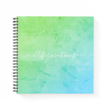 ブルーグリーン絞り染めホワイトタイポグラフィ肯定