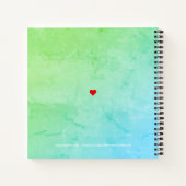 ブルーグリーン絞り染めホワイトタイポグラフィ肯定 ノートブック (裏面)