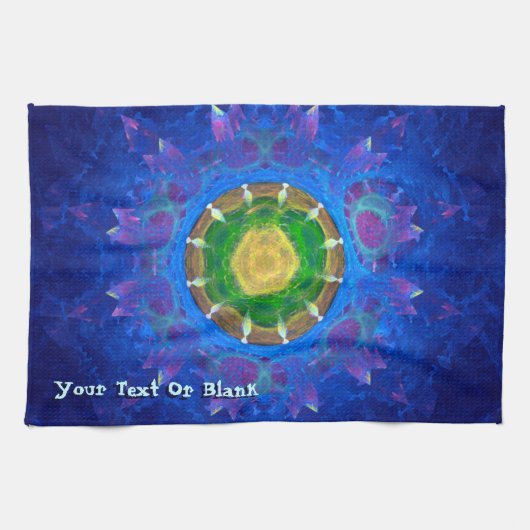 ブルーグリーン絞り染め キッチンタオル (横)